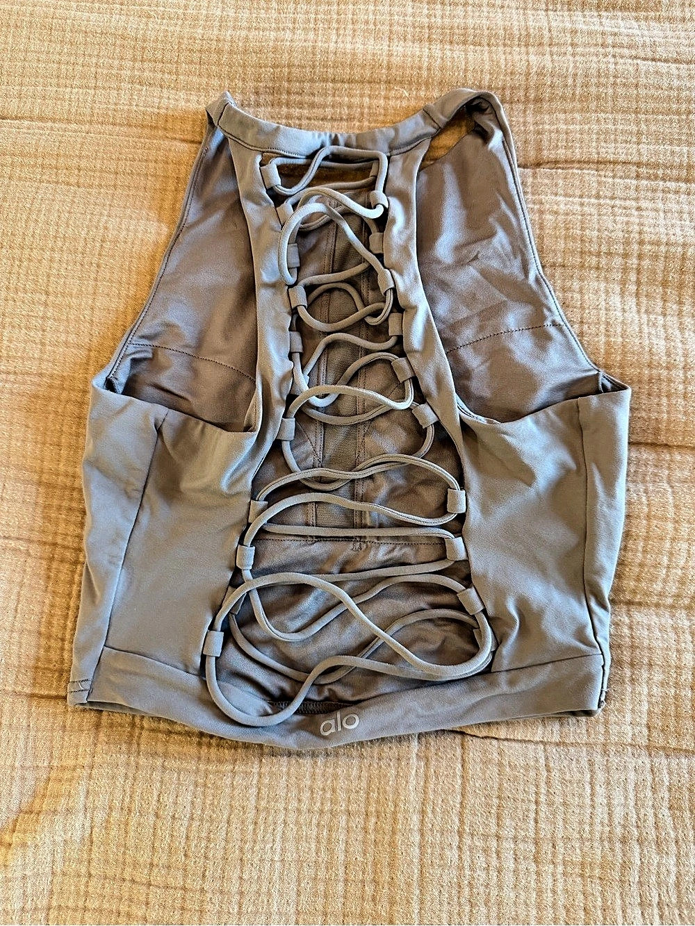 Alo Lace-Up Crop Top in tan Like New